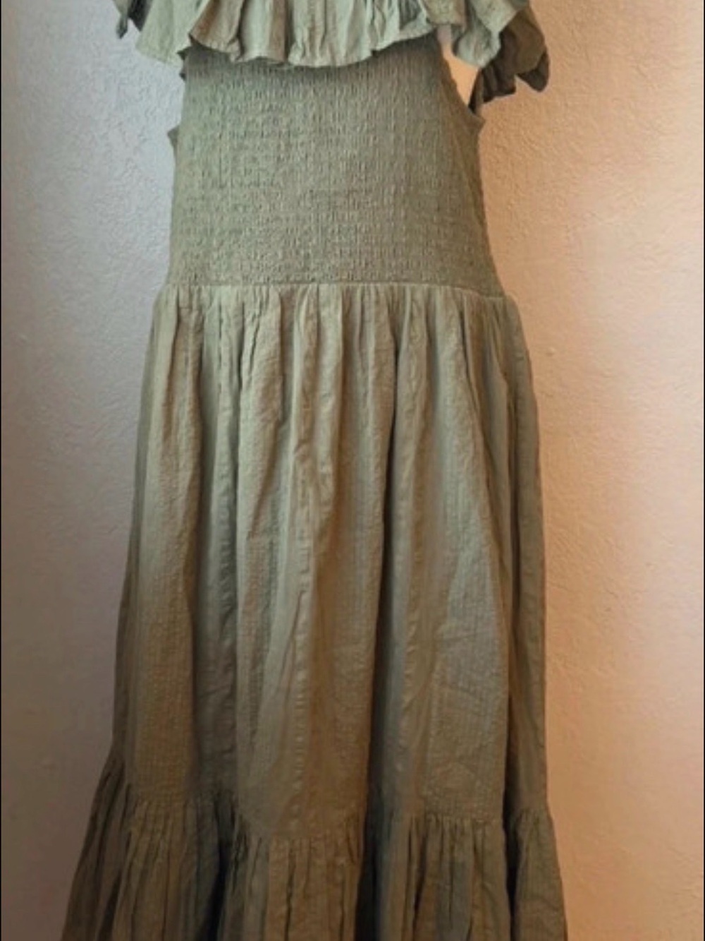 NWT Dotti Olive Green Smocked Swim Coverup Dress XL